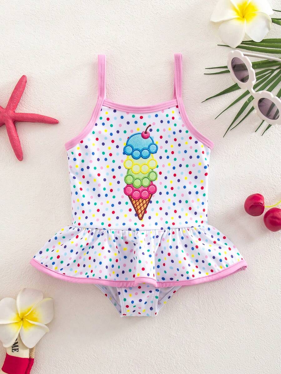 Summer Beach Swimsuit For Toddler Girls With Fun Watermelon Print
