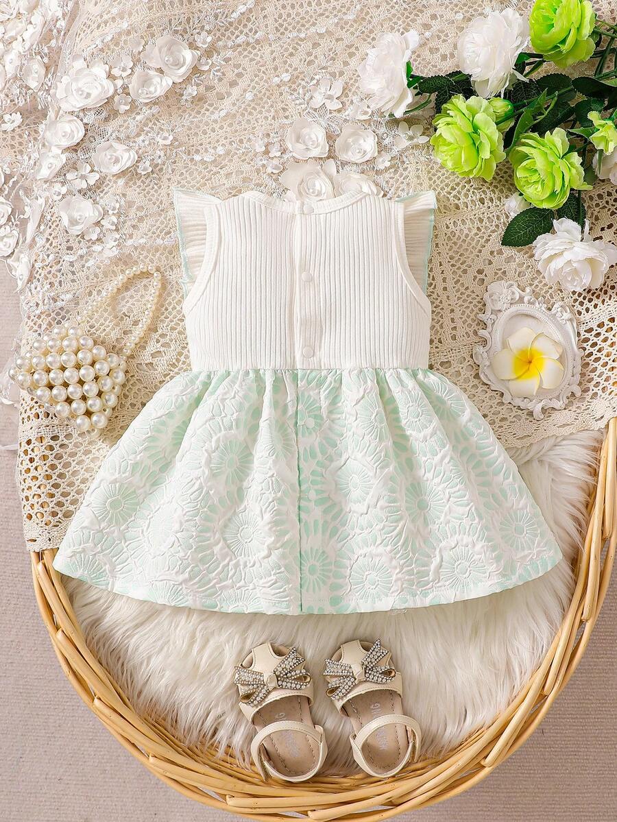 Baby Lace Collar Pink Bow Dress for Elegant Retro Summer Wear