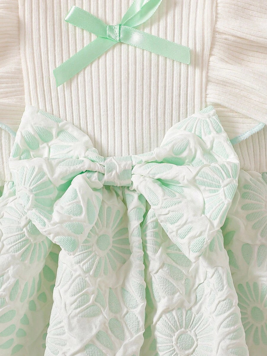 Baby Lace Collar Pink Bow Dress for Elegant Retro Summer Wear