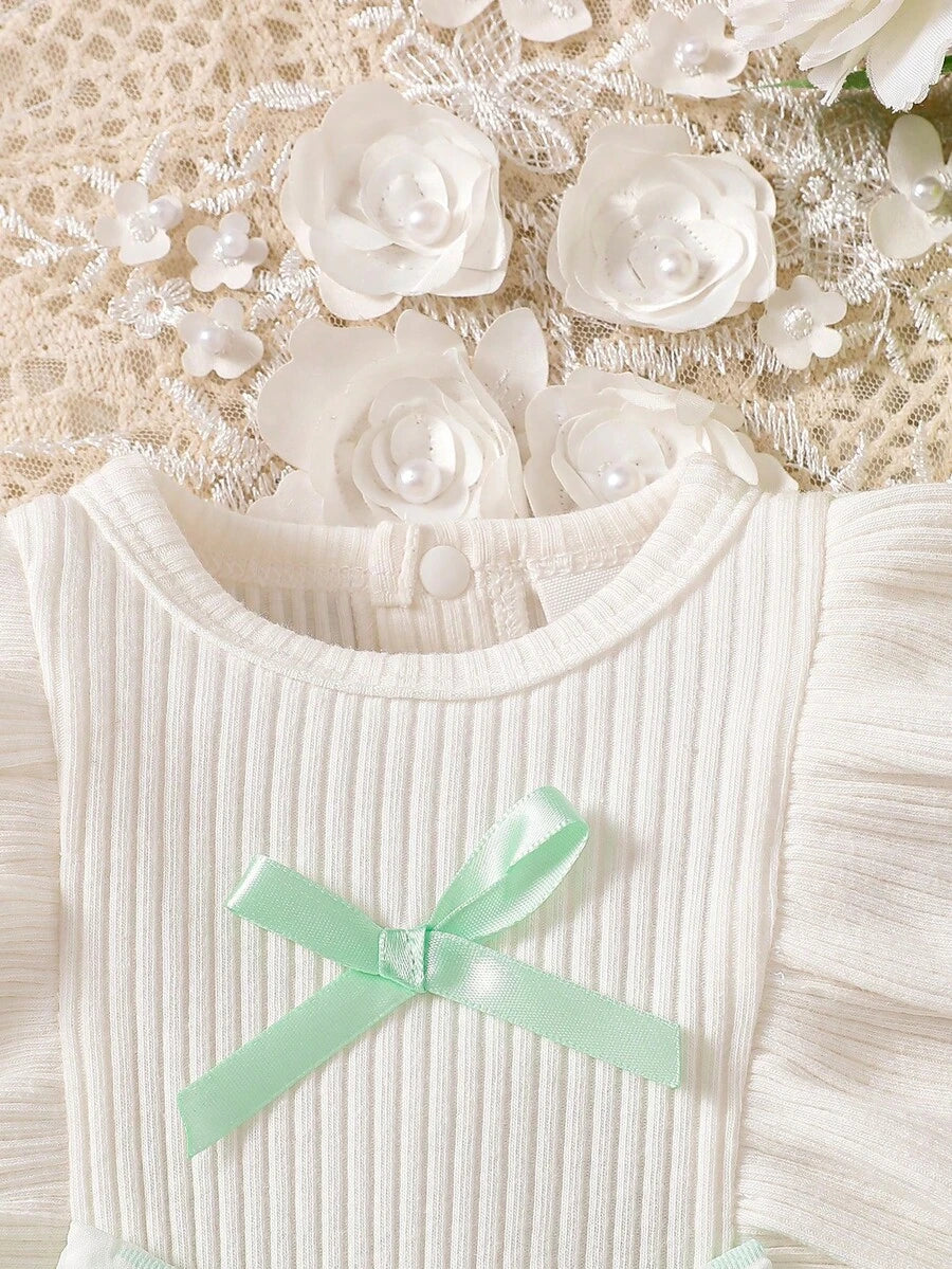 Baby Lace Collar Pink Bow Dress for Elegant Retro Summer Wear