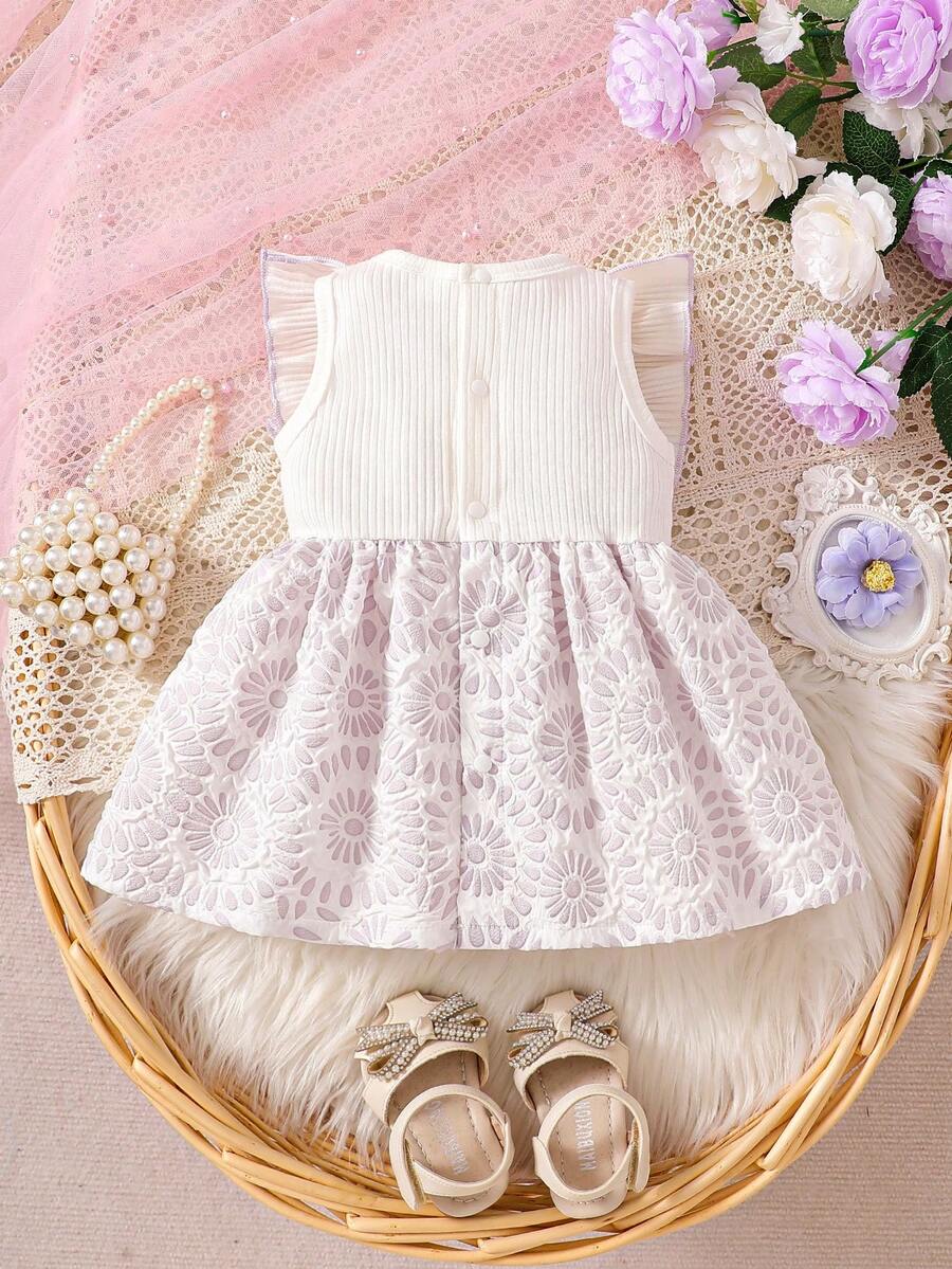 Baby Lace Collar Pink Bow Dress for Elegant Retro Summer Wear