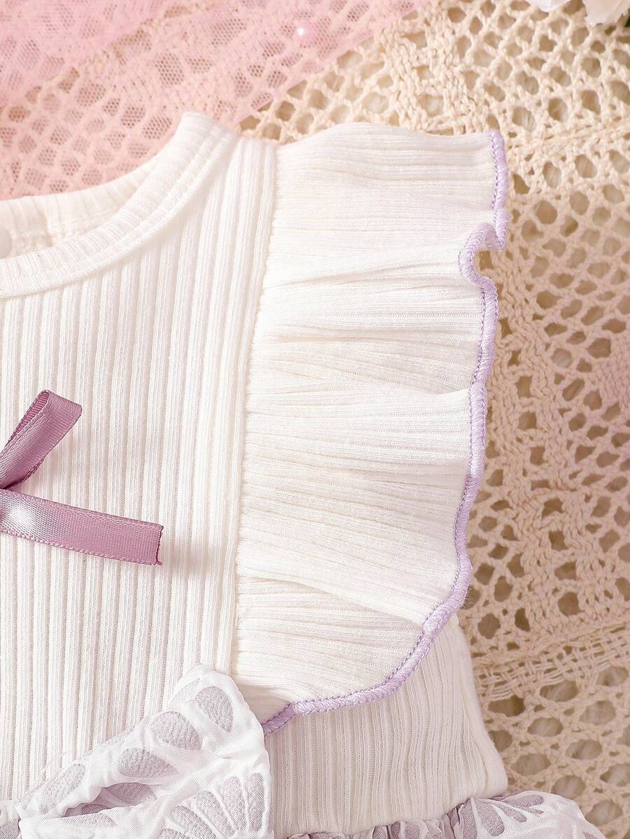 Baby Lace Collar Pink Bow Dress for Elegant Retro Summer Wear