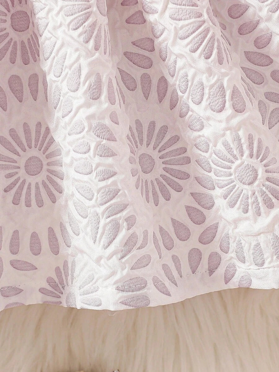 Baby Lace Collar Pink Bow Dress for Elegant Retro Summer Wear