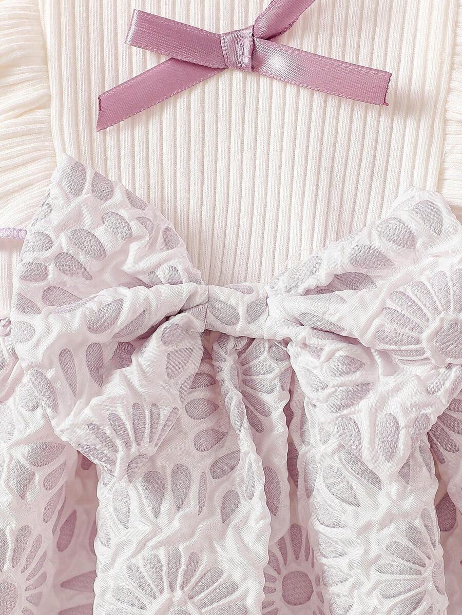 Baby Lace Collar Pink Bow Dress for Elegant Retro Summer Wear
