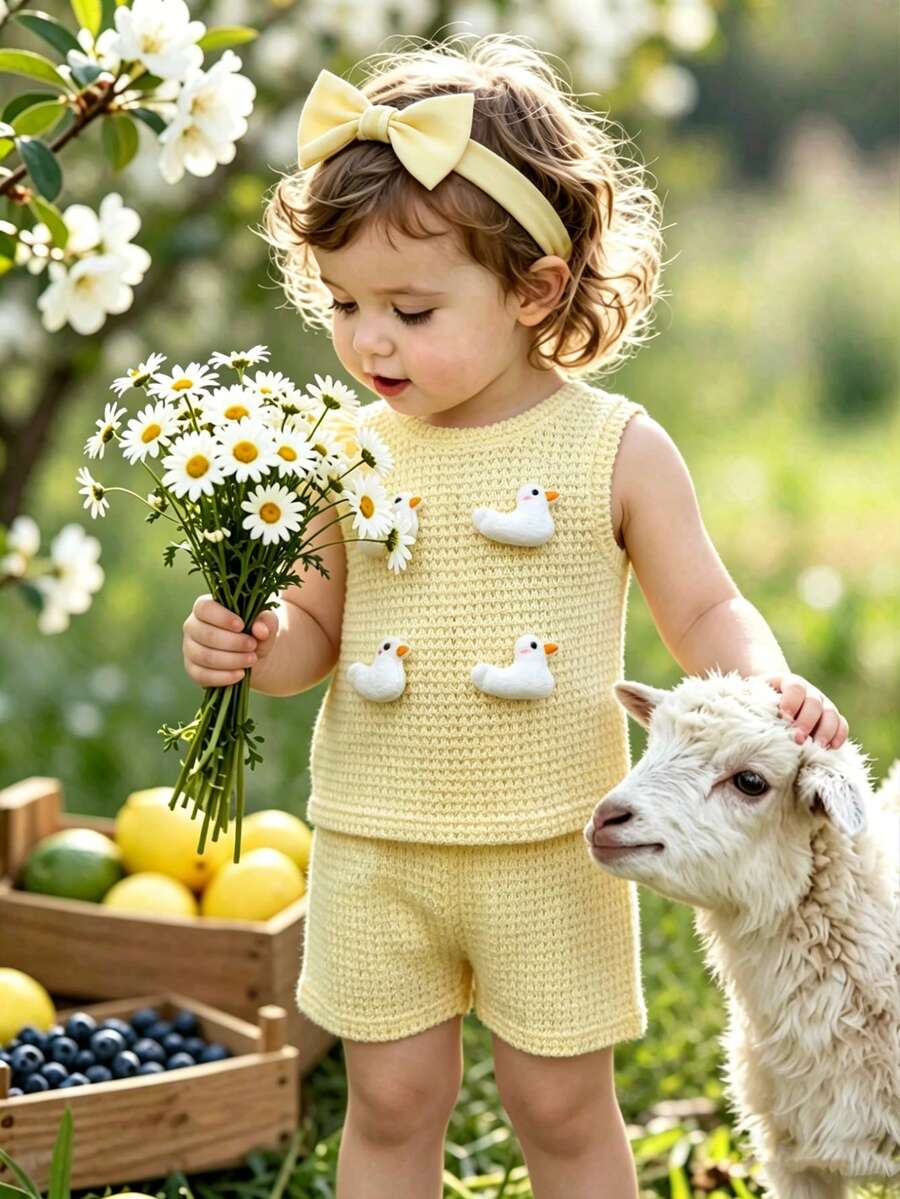Sweet Style Strawberry Print Top & Shorts 2-Piece Set for Toddler Girls