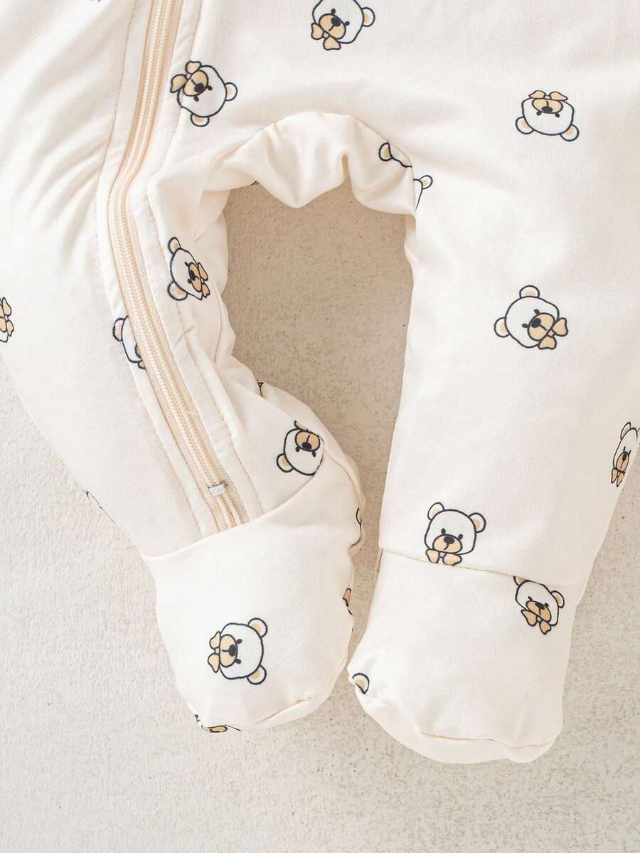 2PCS Baby Elephant Print Long Sleeve Romper Set for Cozy Autumn and Winter Wear