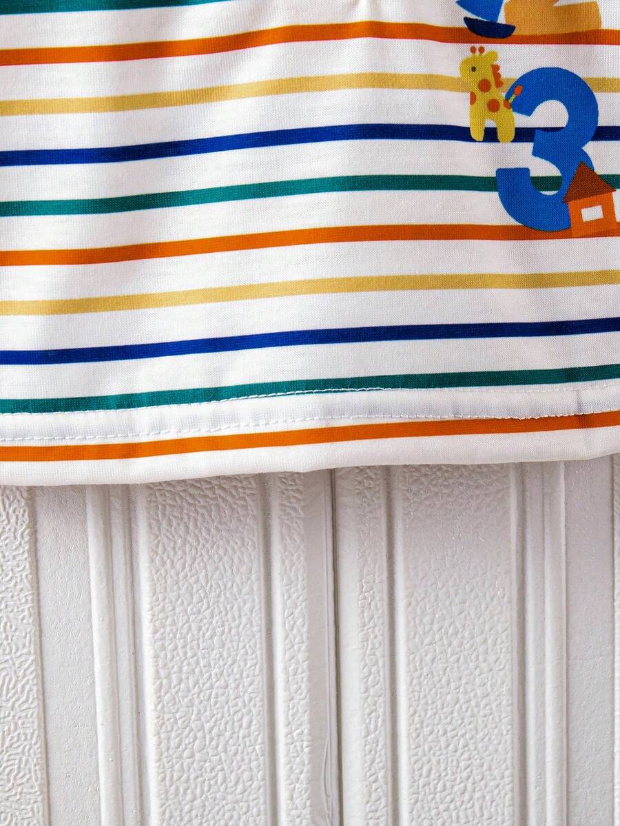 2PCS Baby Boy Coconut Tree Top and Dinosaur Shorts Set for Cute Summer Daily Wear
