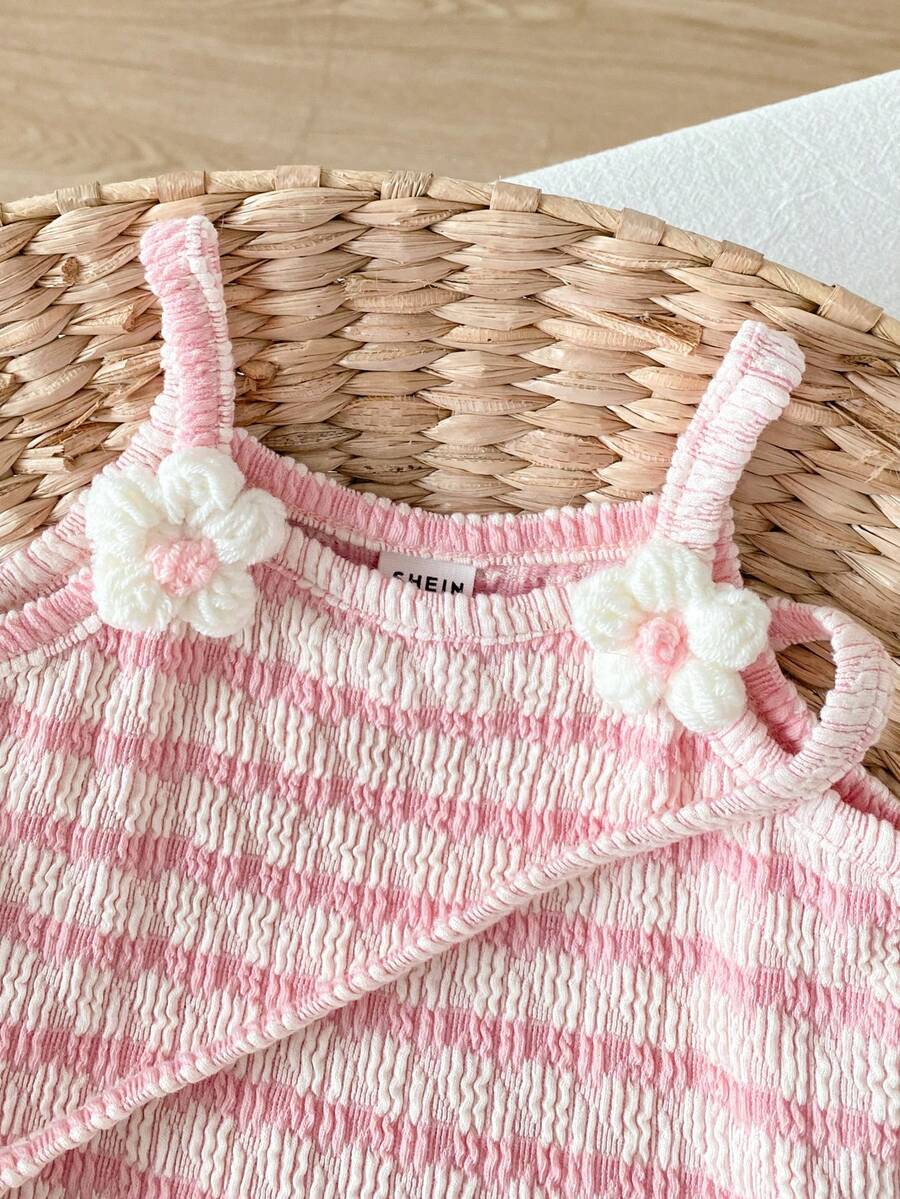 Floral Suspender Dress with Matching Bag, 2-Piece Set for Baby Girls