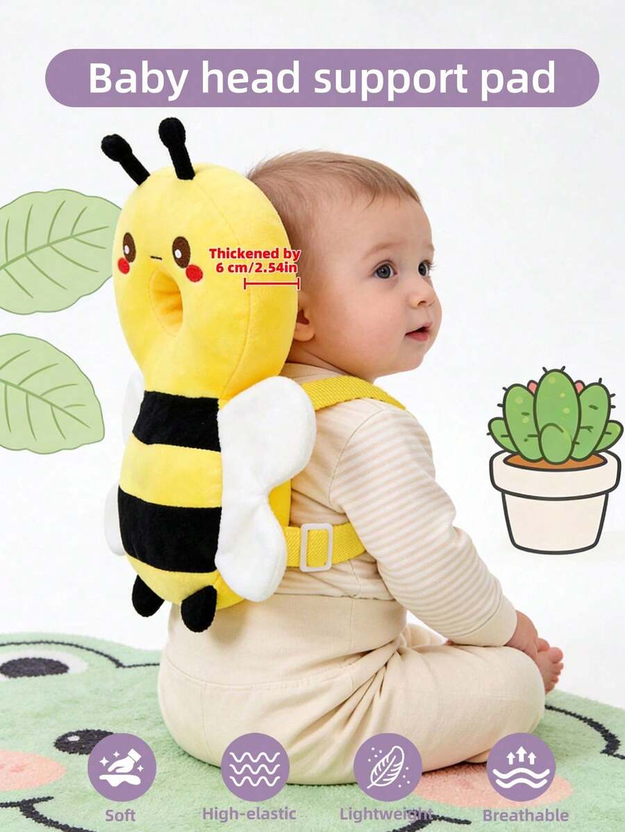 Baby Head Protection Backpack Adjustable Anti Fall Cushion Pad for Crawling and Walking Toddlers Bee Design