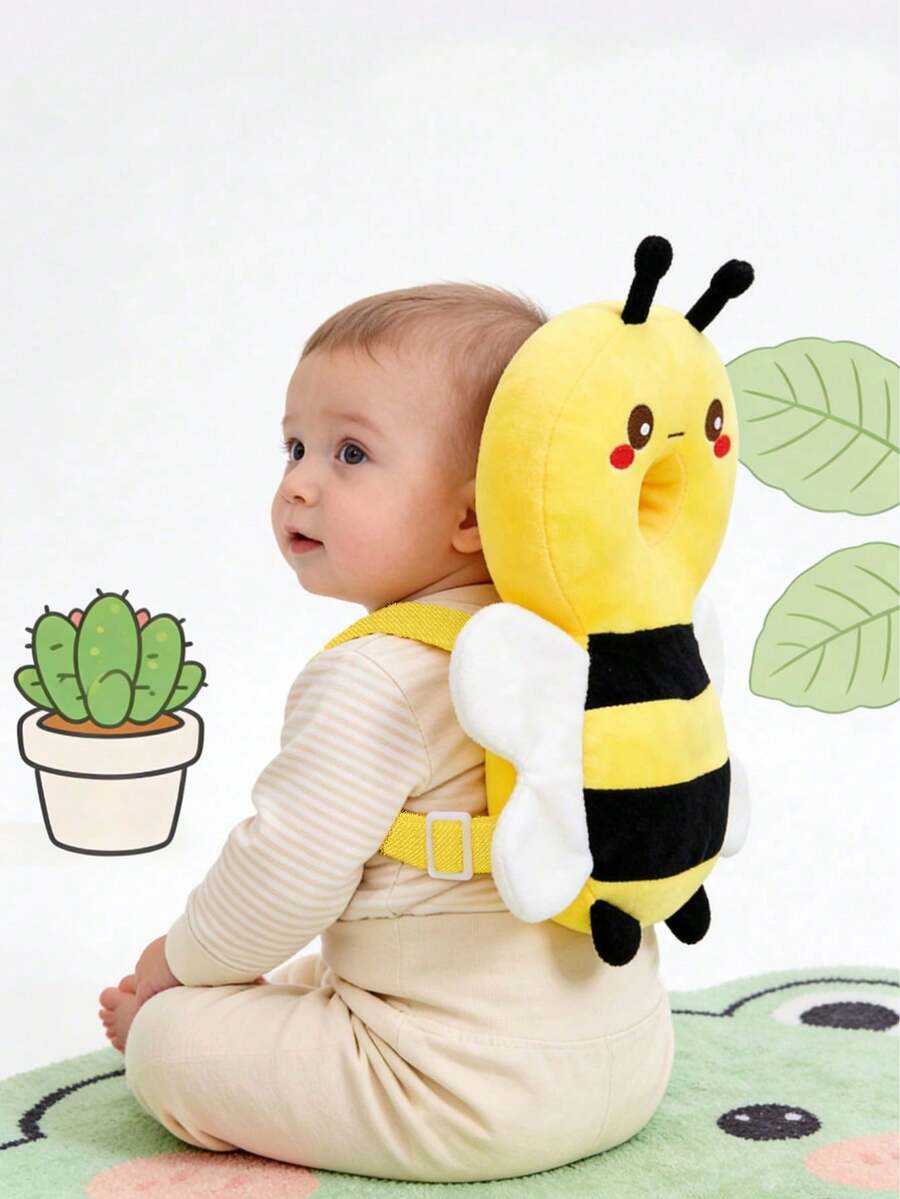 Baby Head Protection Backpack Adjustable Anti Fall Cushion Pad for Crawling and Walking Toddlers Bee Design
