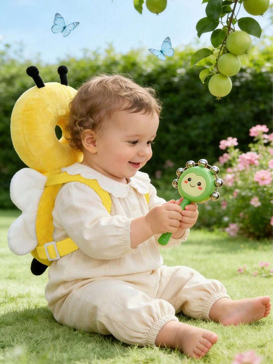 Baby Head Protection Backpack Adjustable Anti Fall Cushion Pad for Crawling and Walking Toddlers Bee Design