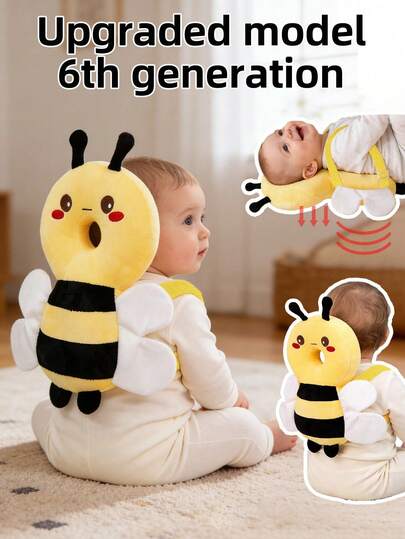 Baby Head Protection Backpack Adjustable Anti Fall Cushion Pad for Crawling and Walking Toddlers Bee Design