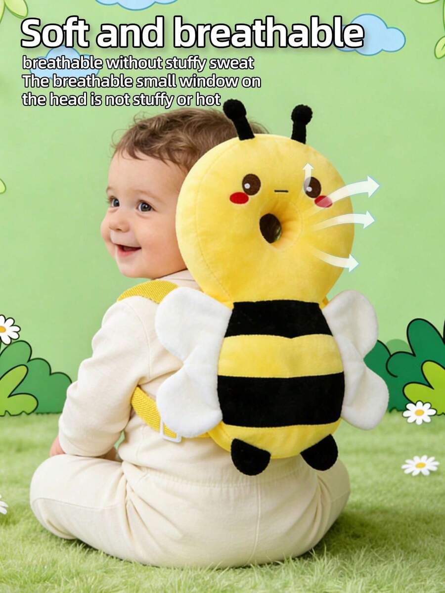 Baby Head Protection Backpack Adjustable Anti Fall Cushion Pad for Crawling and Walking Toddlers Bee Design
