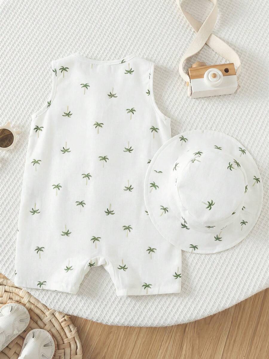 Baby Boy White Sleeveless Romper with Pockets Casual Short Jumpsuit for Everyday Wear