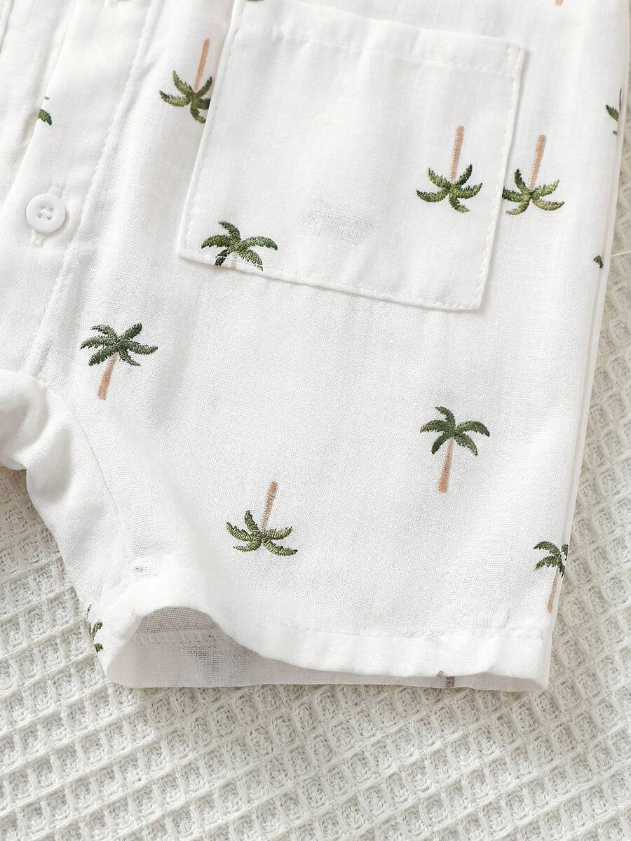 Baby Boy White Sleeveless Romper with Pockets Casual Short Jumpsuit for Everyday Wear