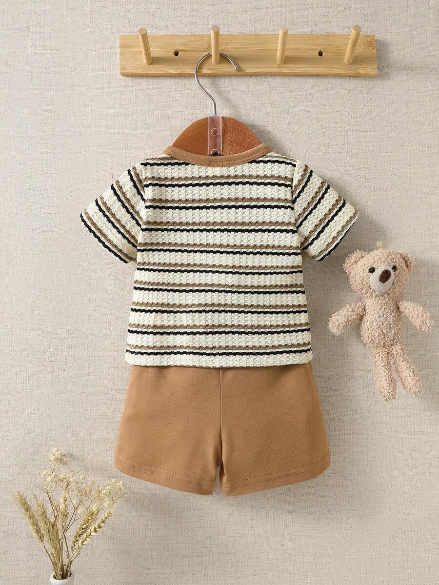 2PCS Baby Boy Coconut Tree Top and Dinosaur Shorts Set for Cute Summer Daily Wear