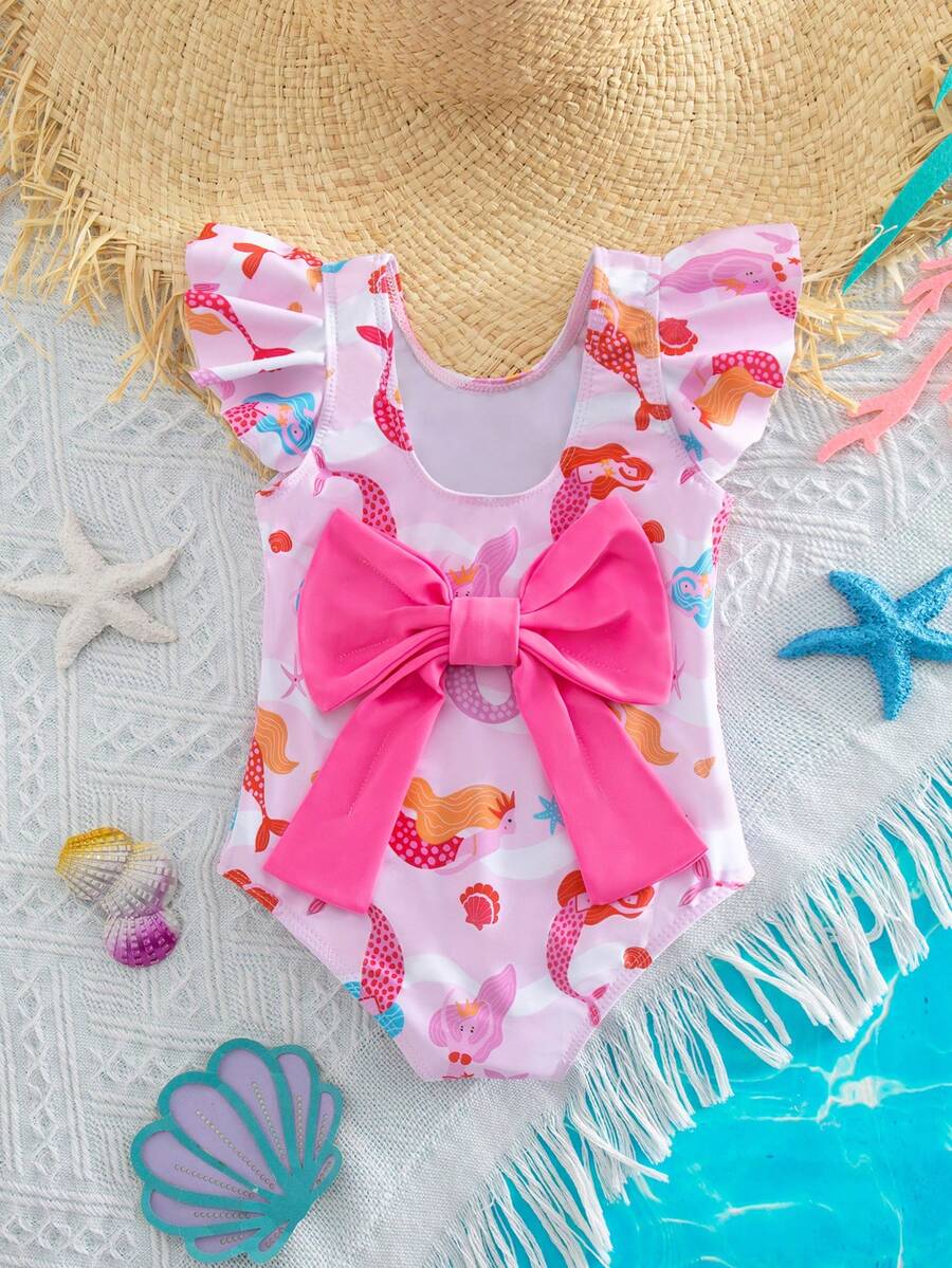 Baby Girls Minimalist Spaghetti Strap One Piece Swimsuit Casual Summer Beachwear