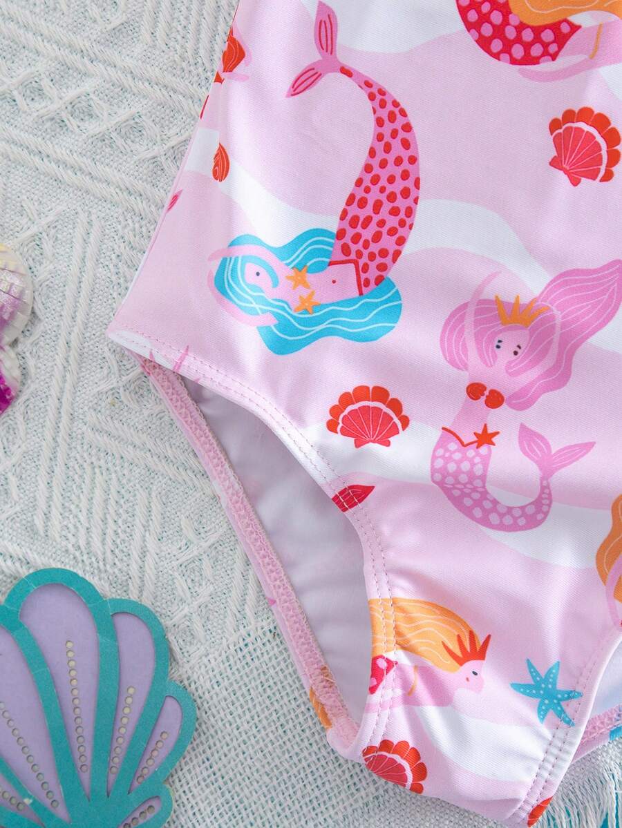 Baby Girls Minimalist Spaghetti Strap One Piece Swimsuit Casual Summer Beachwear