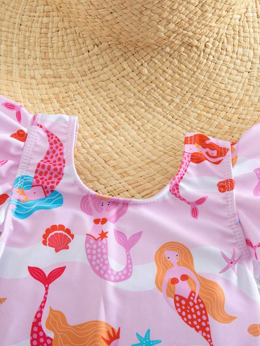 Baby Girls Minimalist Spaghetti Strap One Piece Swimsuit Casual Summer Beachwear
