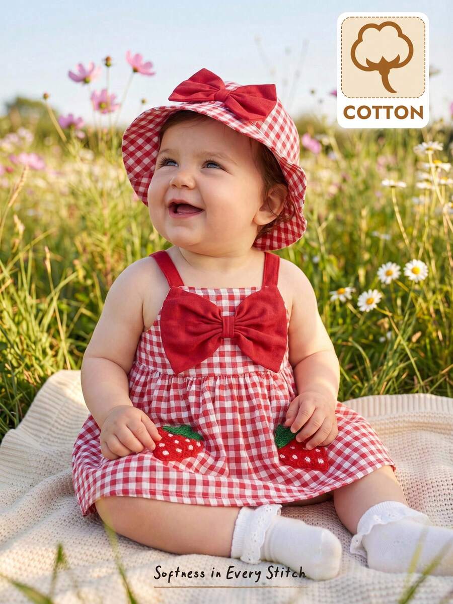 Little Girls Floral Print Sleeveless Dress With Bow Tie Waist Cute Summer Outfit