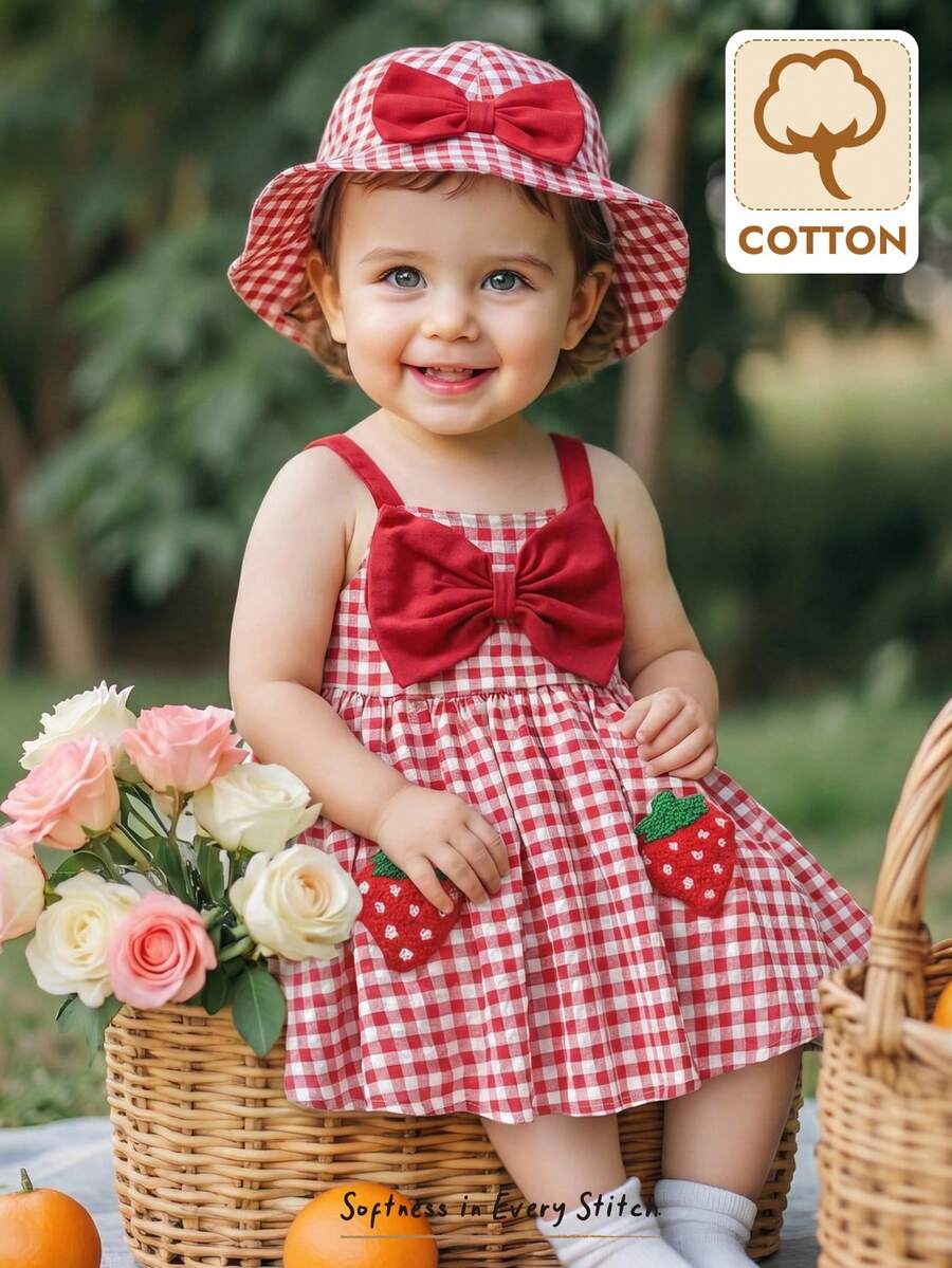 Little Girls Floral Print Sleeveless Dress With Bow Tie Waist Cute Summer Outfit