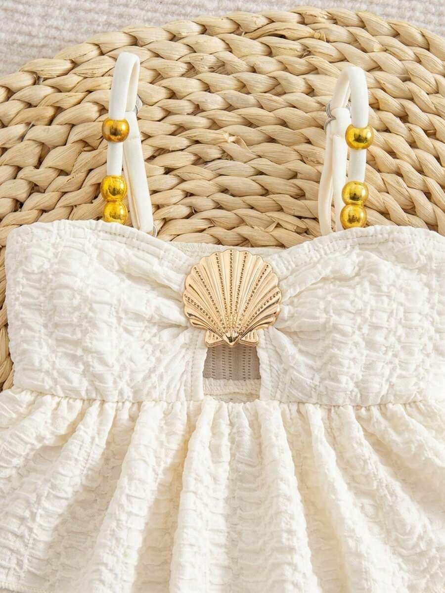 Baby Girls Minimalist Spaghetti Strap One Piece Swimsuit Casual Summer Beachwear