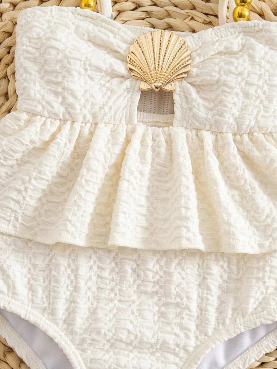 Baby Girls Minimalist Spaghetti Strap One Piece Swimsuit Casual Summer Beachwear