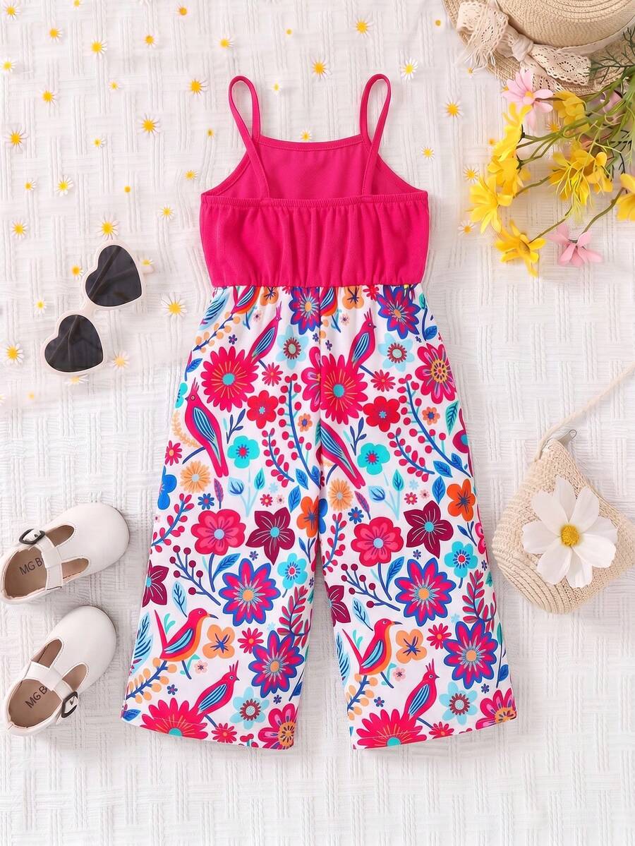 Baby Girl Floral Print Summer Jumpsuit Casual Sleeveless Outfit