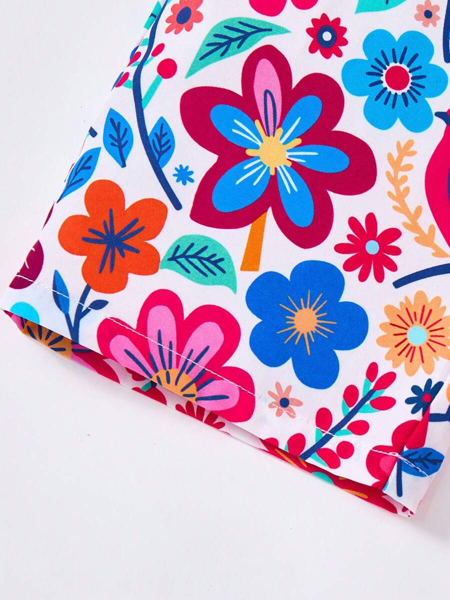Baby Girl Floral Print Summer Jumpsuit Casual Sleeveless Outfit