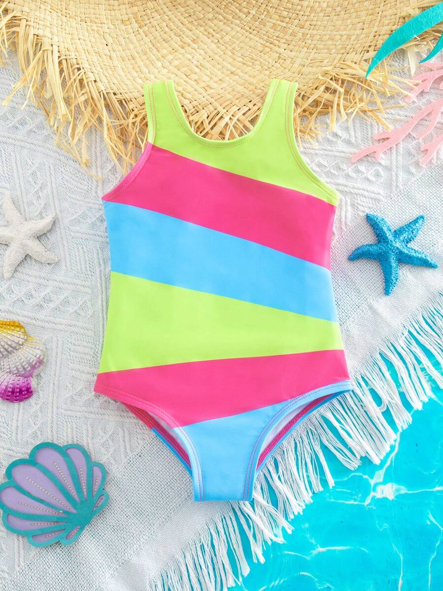 Baby Girls Minimalist Spaghetti Strap One Piece Swimsuit Casual Summer Beachwear