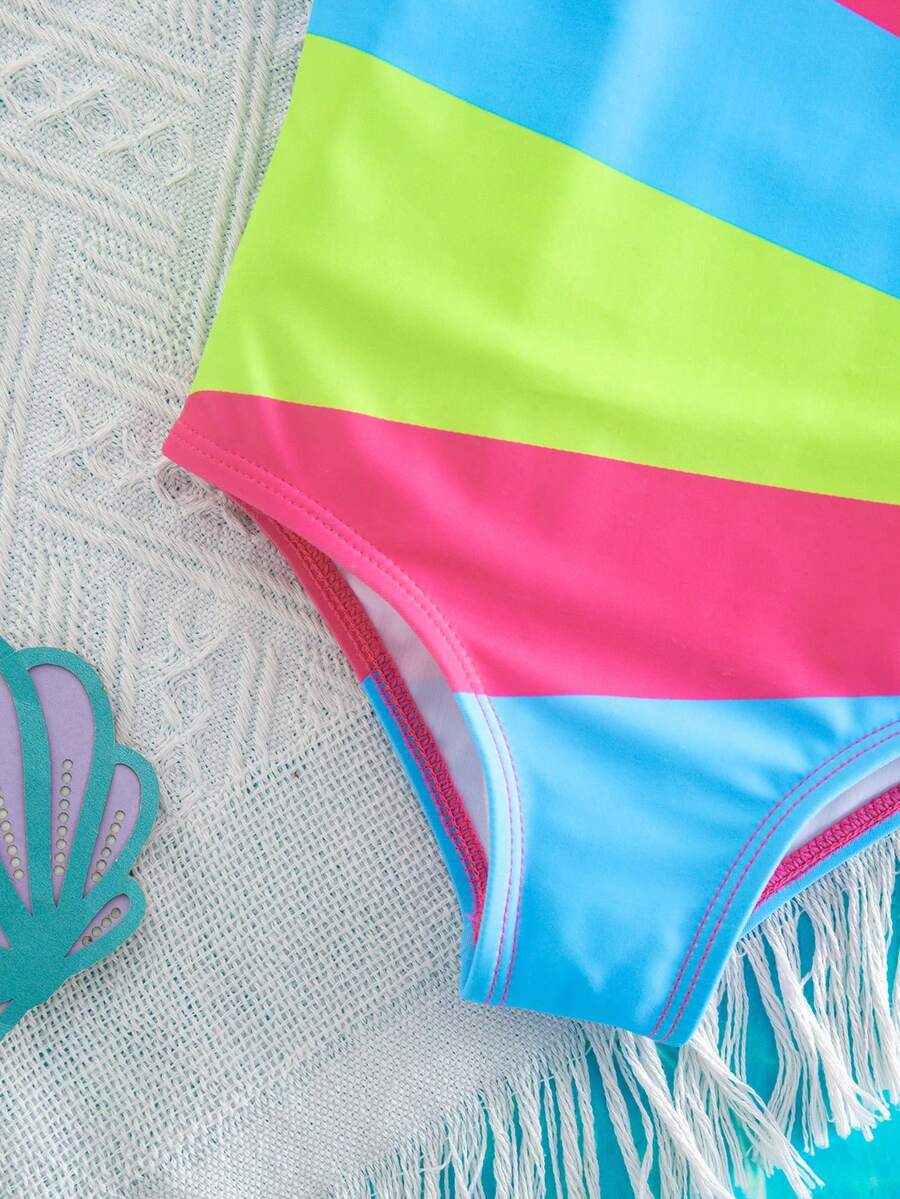 Baby Girls Minimalist Spaghetti Strap One Piece Swimsuit Casual Summer Beachwear