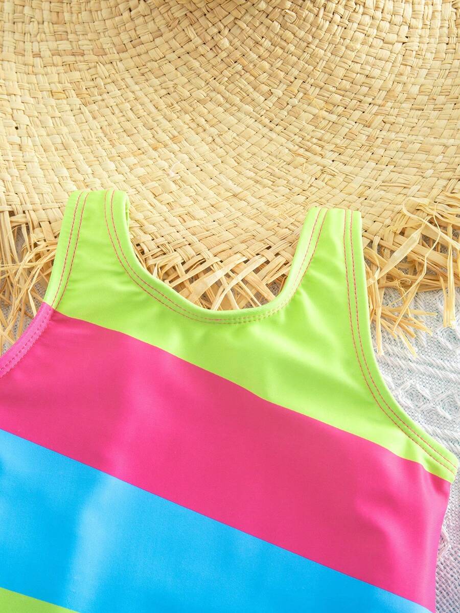 Baby Girls Minimalist Spaghetti Strap One Piece Swimsuit Casual Summer Beachwear