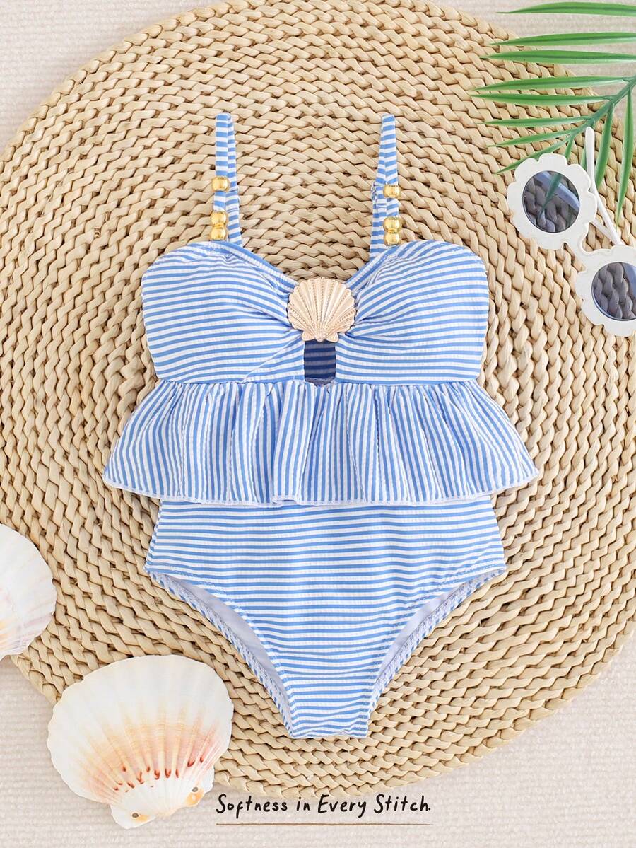 Baby Girls Leopard And Tropical Floral Swimsuit Sleeveless Beach Vacation Outfit