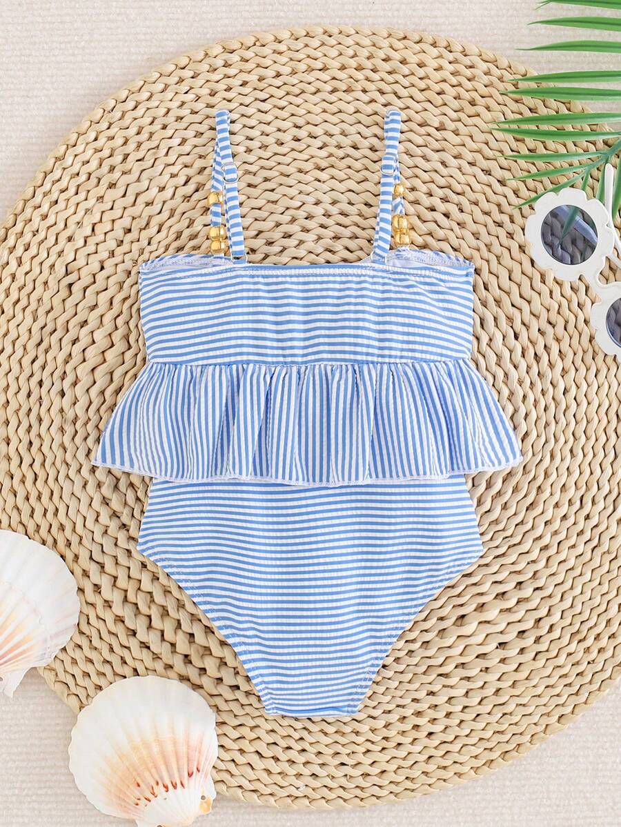 Baby Girls Leopard And Tropical Floral Swimsuit Sleeveless Beach Vacation Outfit