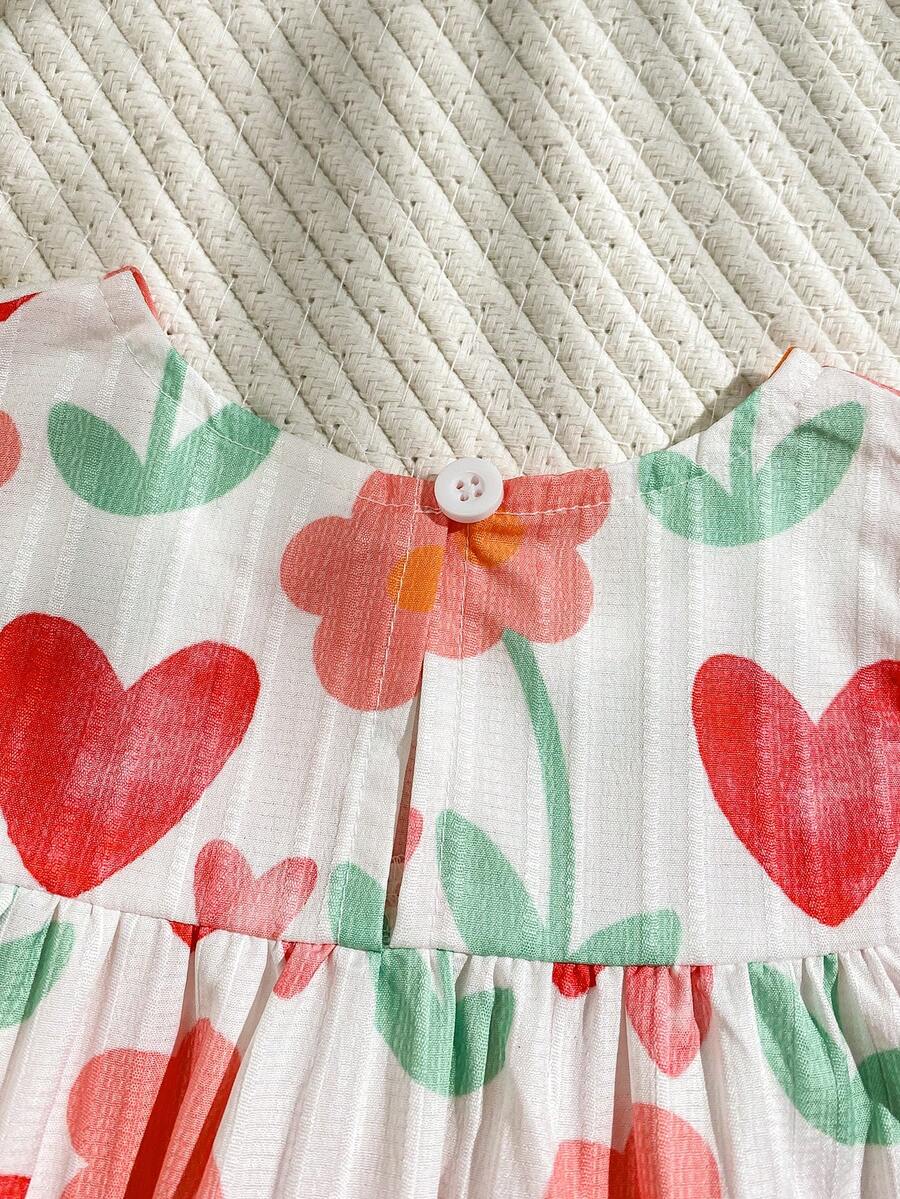 Cherry Print Sleeveless Top and Red Shorts Set for Baby Girls