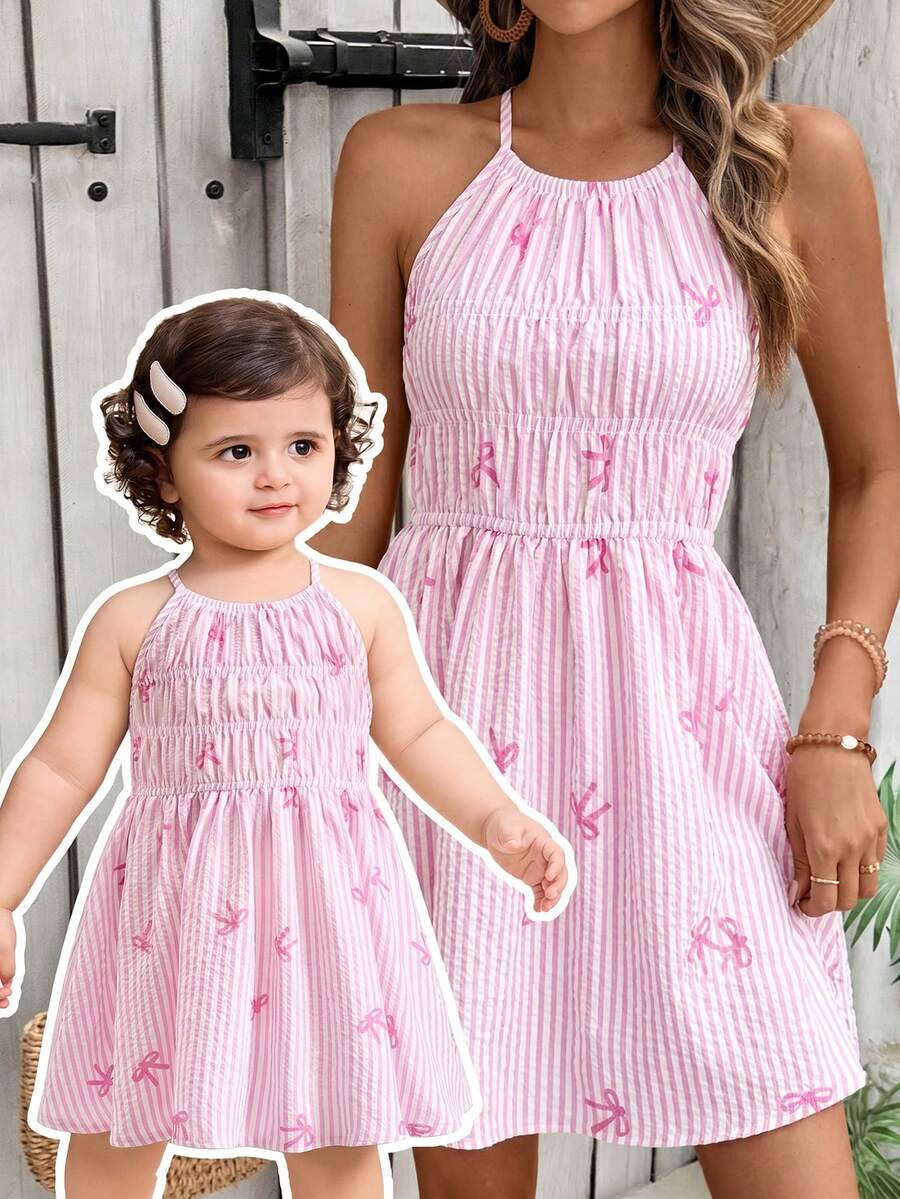 Baby Girl Leopard Print Sleeveless Dress Cute Summer Vacation Outfit Mommy and Me Matching Look