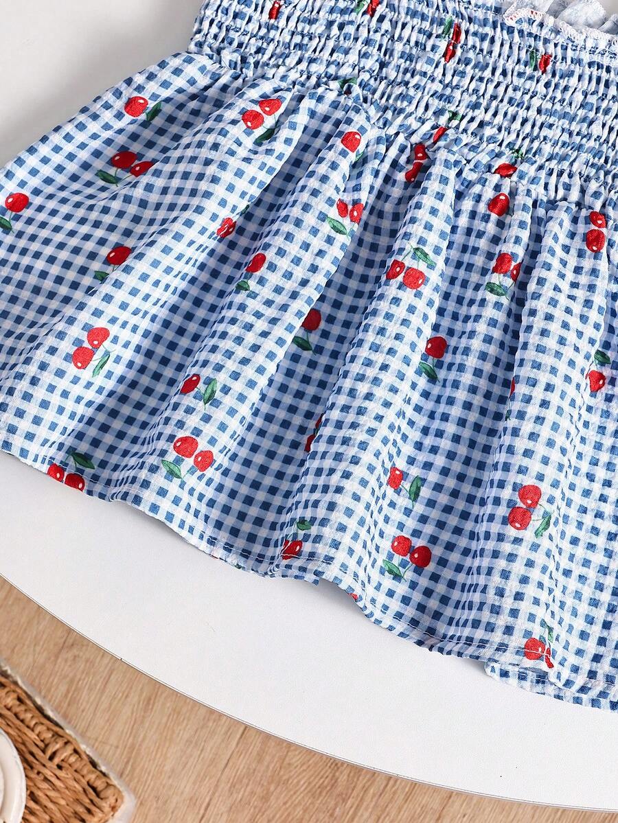 Baby Blue Plaid Floral Embroidered Cami Dress for Cute Spring and Summer Outings