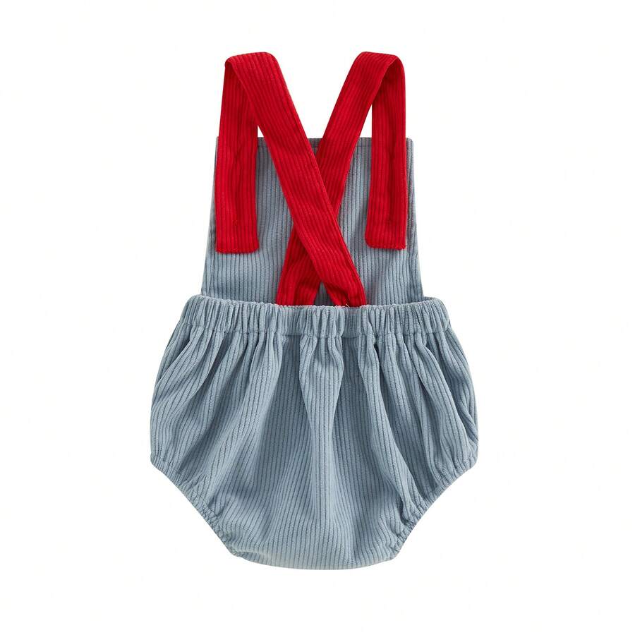 Infant 4th of July Jumpsuit with Flag Embroidery Sleeveless Square Neck Romper
