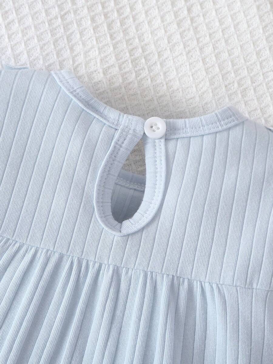 Baby Embroidered Bubble Sleeve Jumpsuit Shorts for Cute Summer Daily Wear