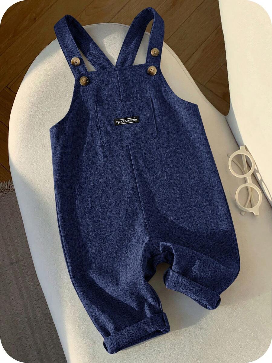 Striped Baby Boys Jumpsuit With Cartoon Bear Design Casual Kids Outfit