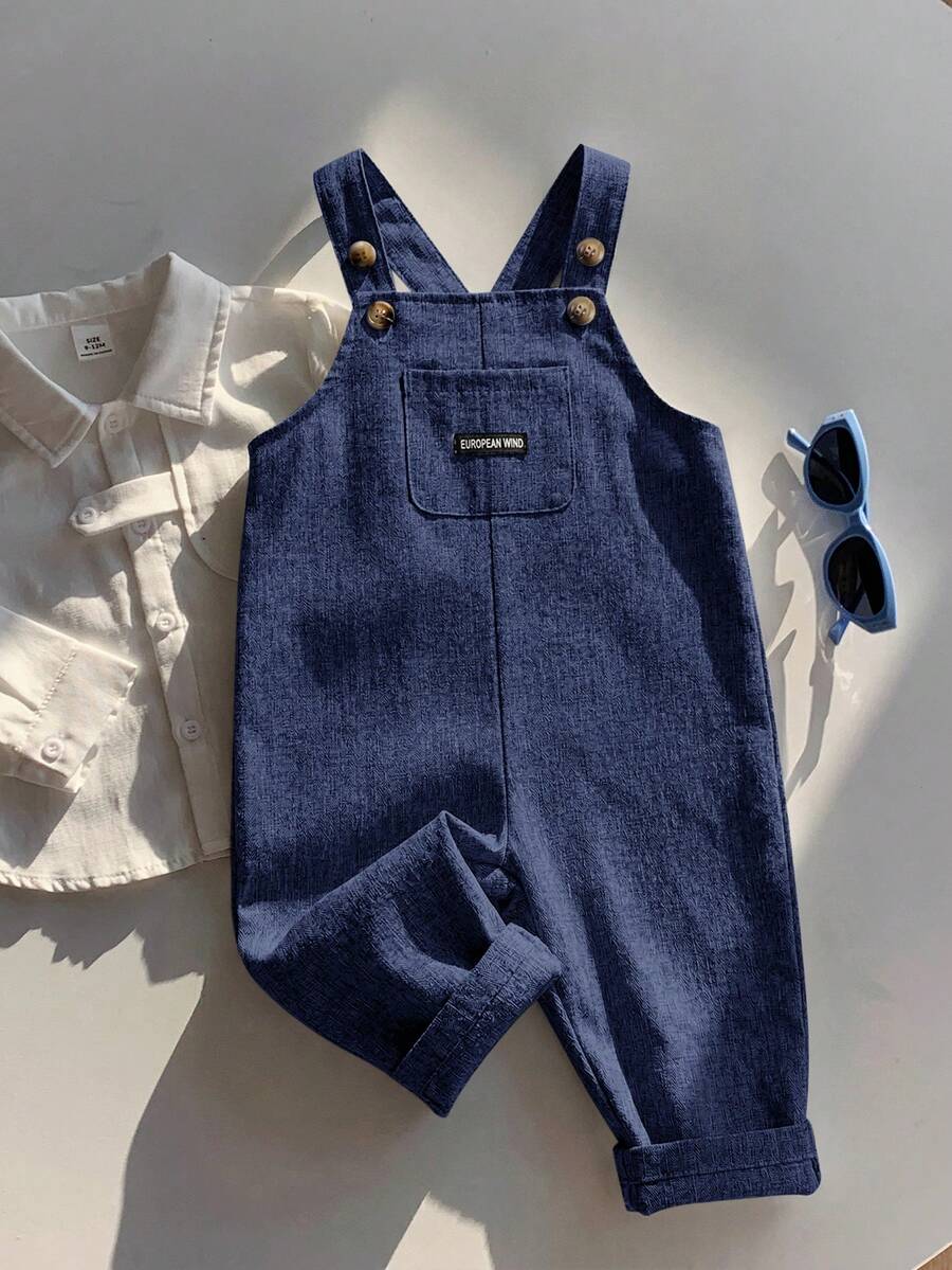 Striped Baby Boys Jumpsuit With Cartoon Bear Design Casual Kids Outfit