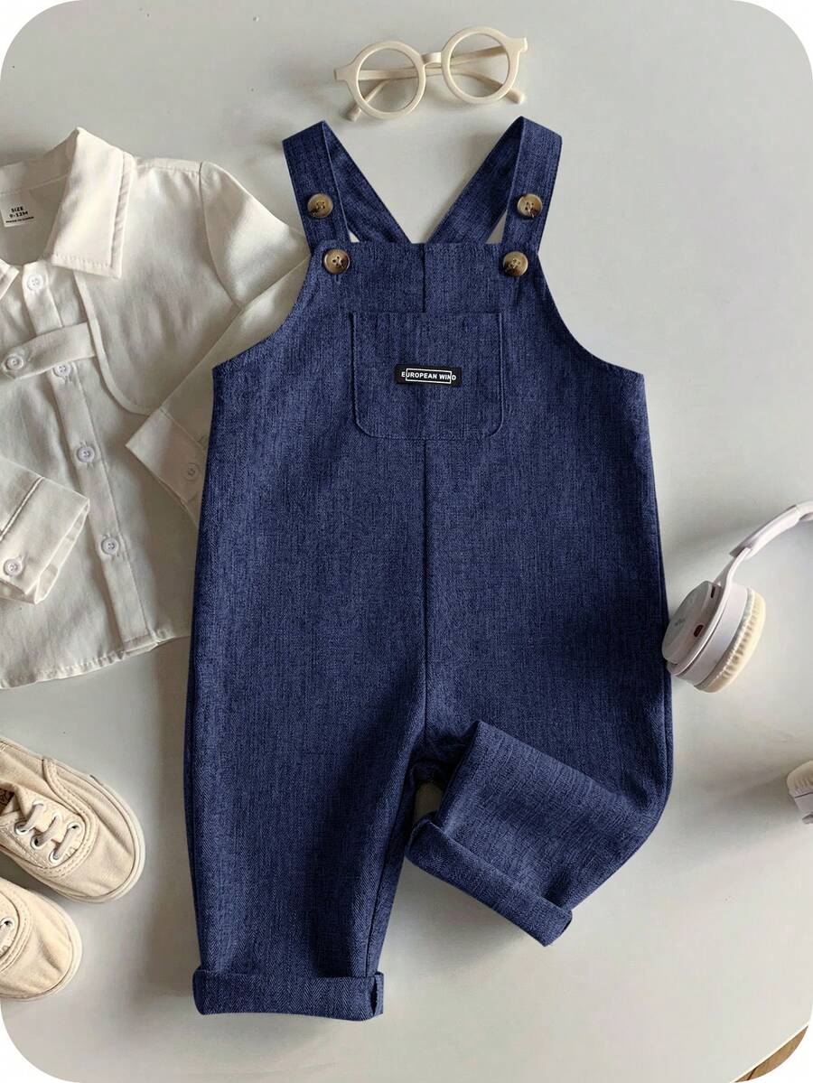 Striped Baby Boys Jumpsuit With Cartoon Bear Design Casual Kids Outfit