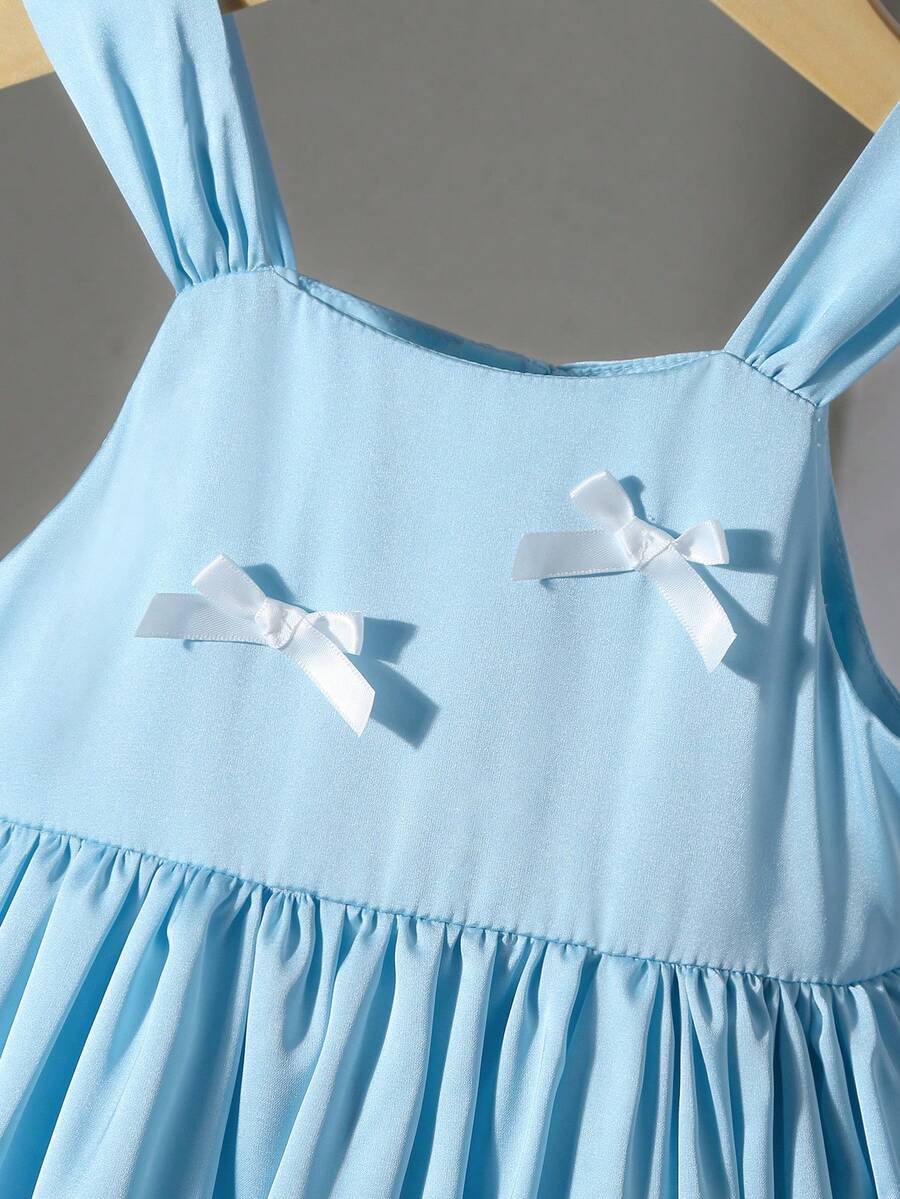 Baby Girl Pink Satin Bow Party Dress - Princess Elegant Style with Headband