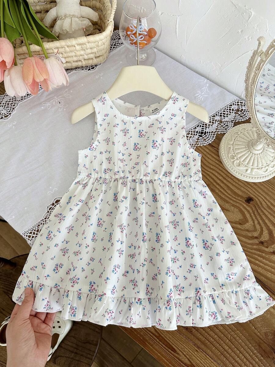 Baby Girl Brown Bowknot Sleeveless Puffy Dress for Casual Fall Outings