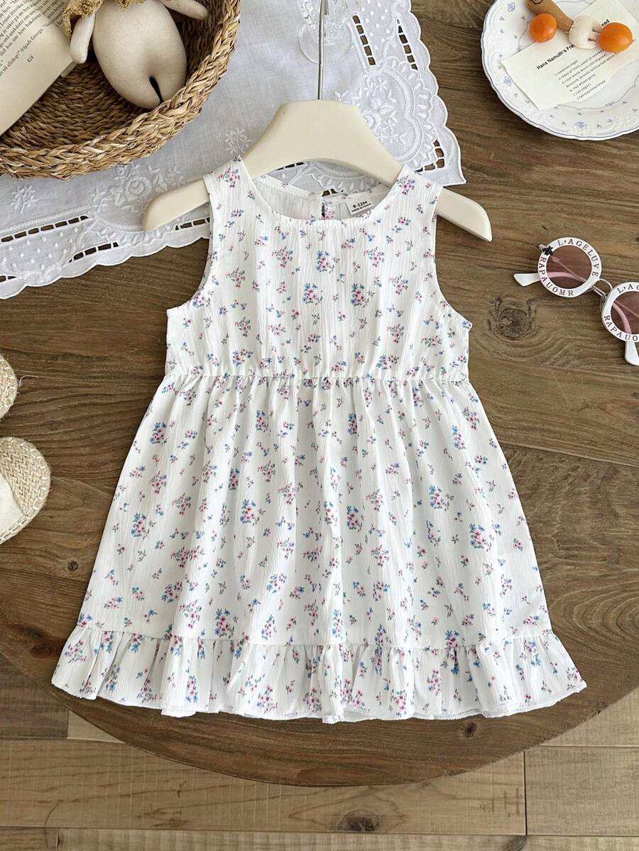 Baby Girl Brown Bowknot Sleeveless Puffy Dress for Casual Fall Outings