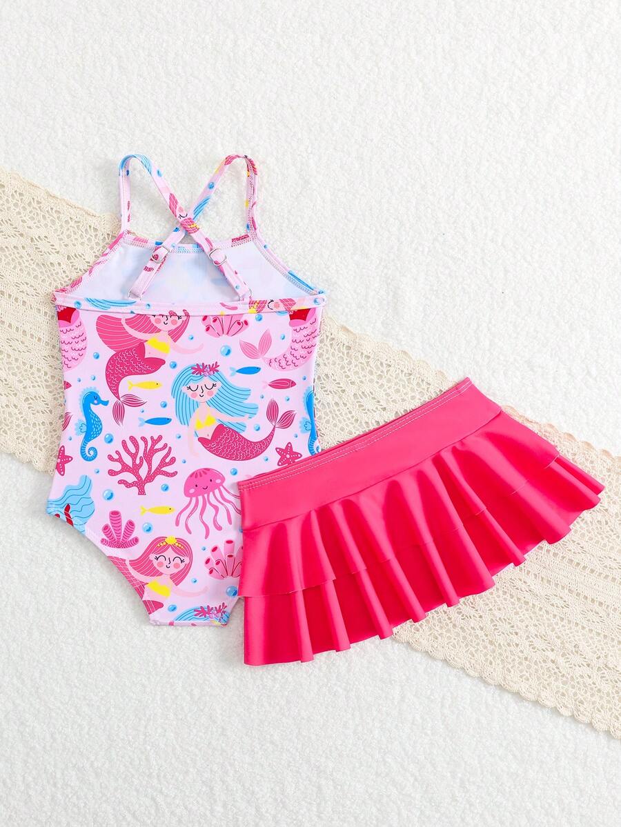 Little Girls Strawberry Swim Dress One Piece Beach Vacation Swimwear