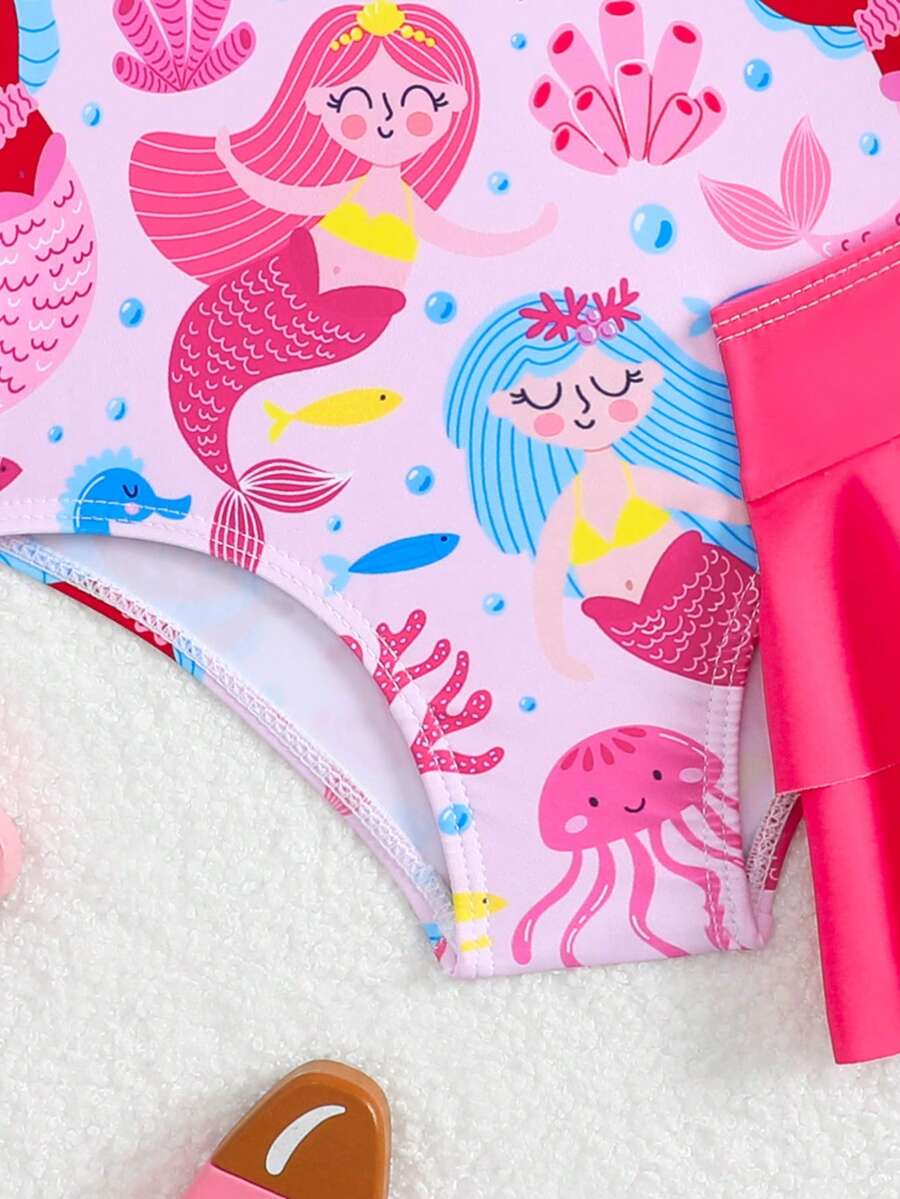Little Girls Strawberry Swim Dress One Piece Beach Vacation Swimwear