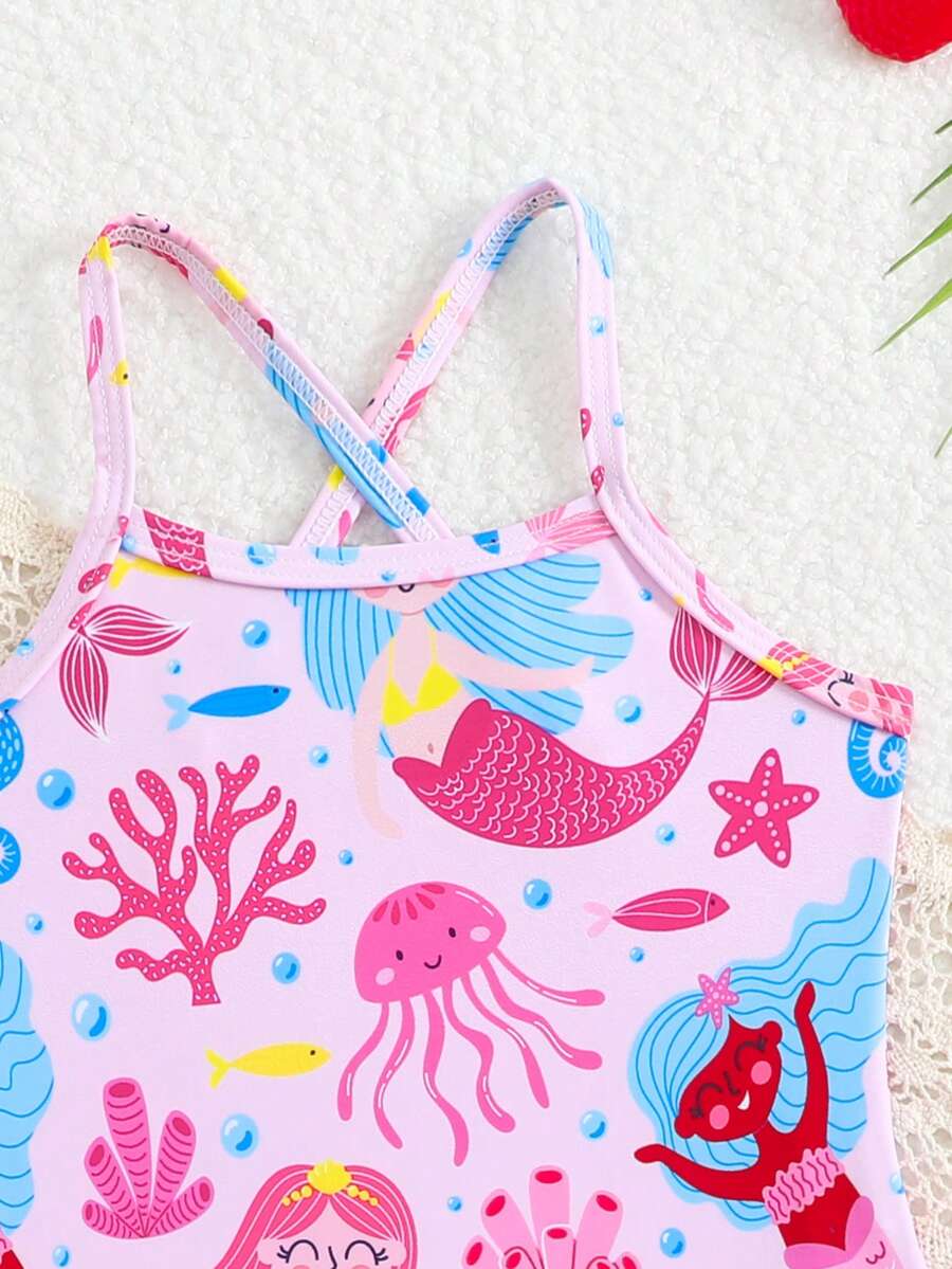 Little Girls Strawberry Swim Dress One Piece Beach Vacation Swimwear