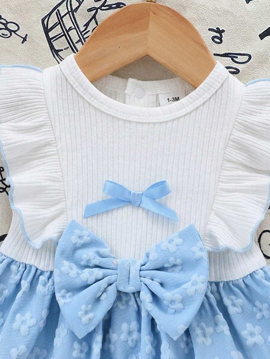 Baby Lace Collar Pink Bow Dress for Elegant Retro Summer Wear