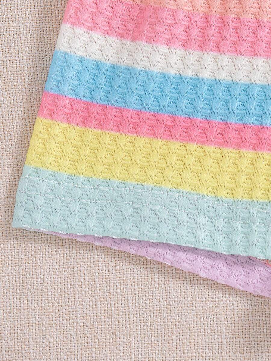 Striped Knit Camisole And Shorts Set For Baby Girls Summer Vacation Wear